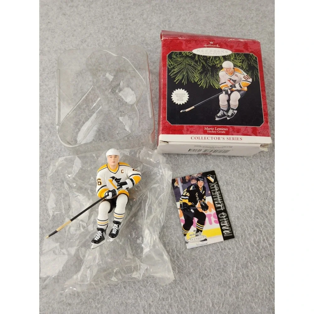 Vtg Mario Lemieux Pittsburgh Penguins Hockey Card Hallmark Christmas Ornament